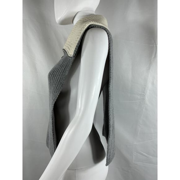 Sandro Grey Wool Half-Zip Scarf Size OS - Picture 4 of 5